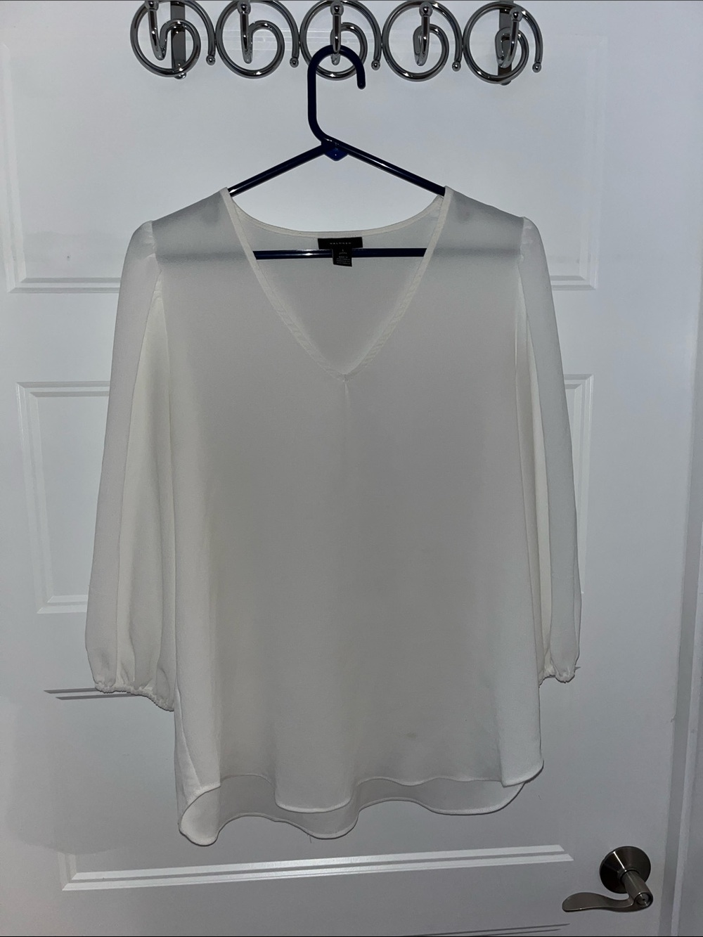 Halogen White V-Neck Chiffon Blouse